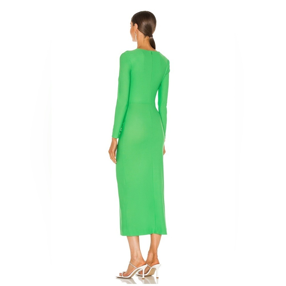 NWT SOLACE London Lorena Deep V-Neck Long Dress Neon Green Long Sleeve Size 0 - Picture 4 of 11